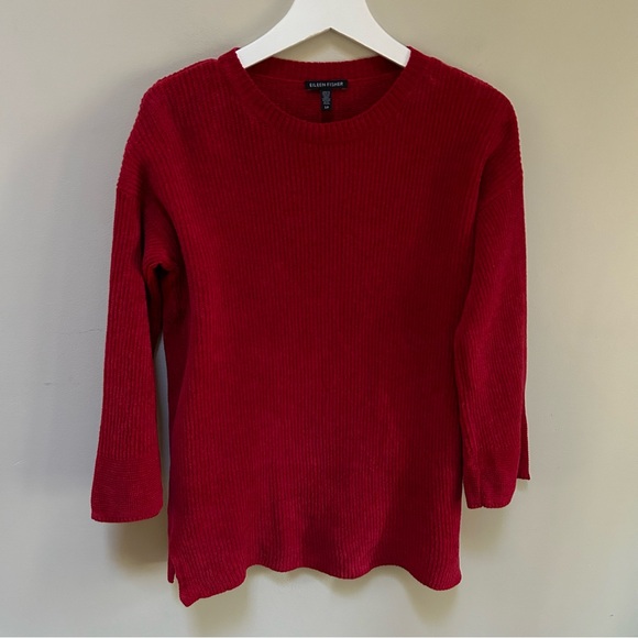 Eileen Fisher ~Organic Cotton Chenille Bell Sleeve Pullover Sweater size Small - Picture 2 of 14